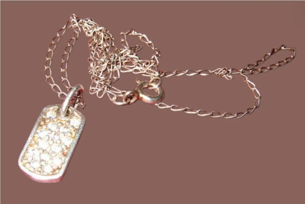 Vintage Hallmarked Silver/Sapphire Pendant/Chain - Image 2