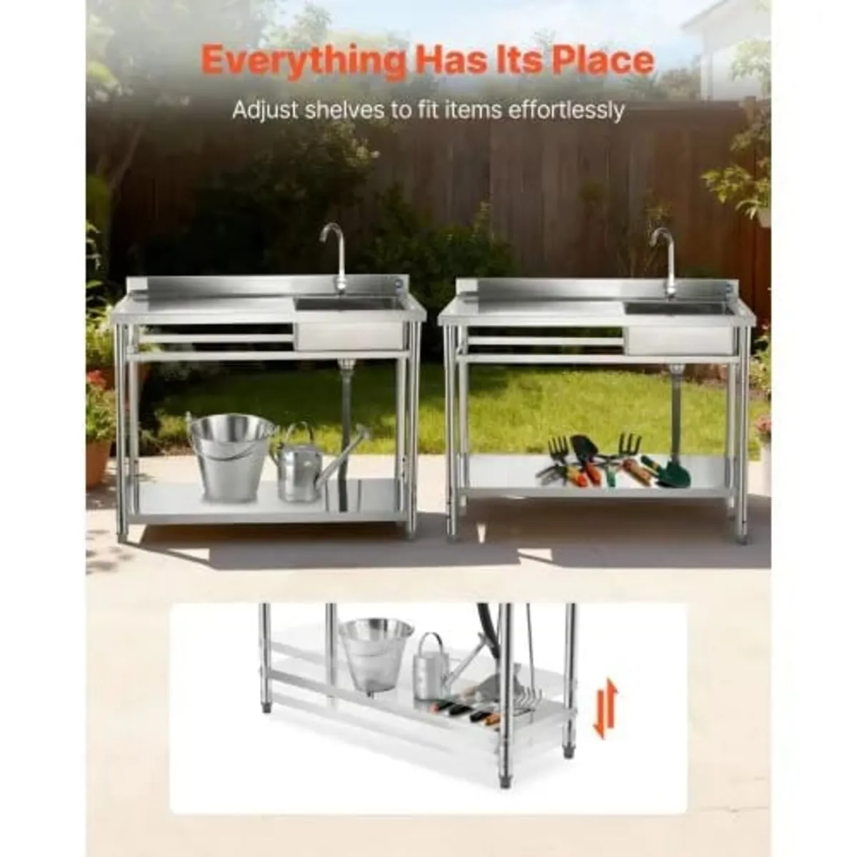 Stainless Steel Utility Sink, Free Standing Single - Image 3