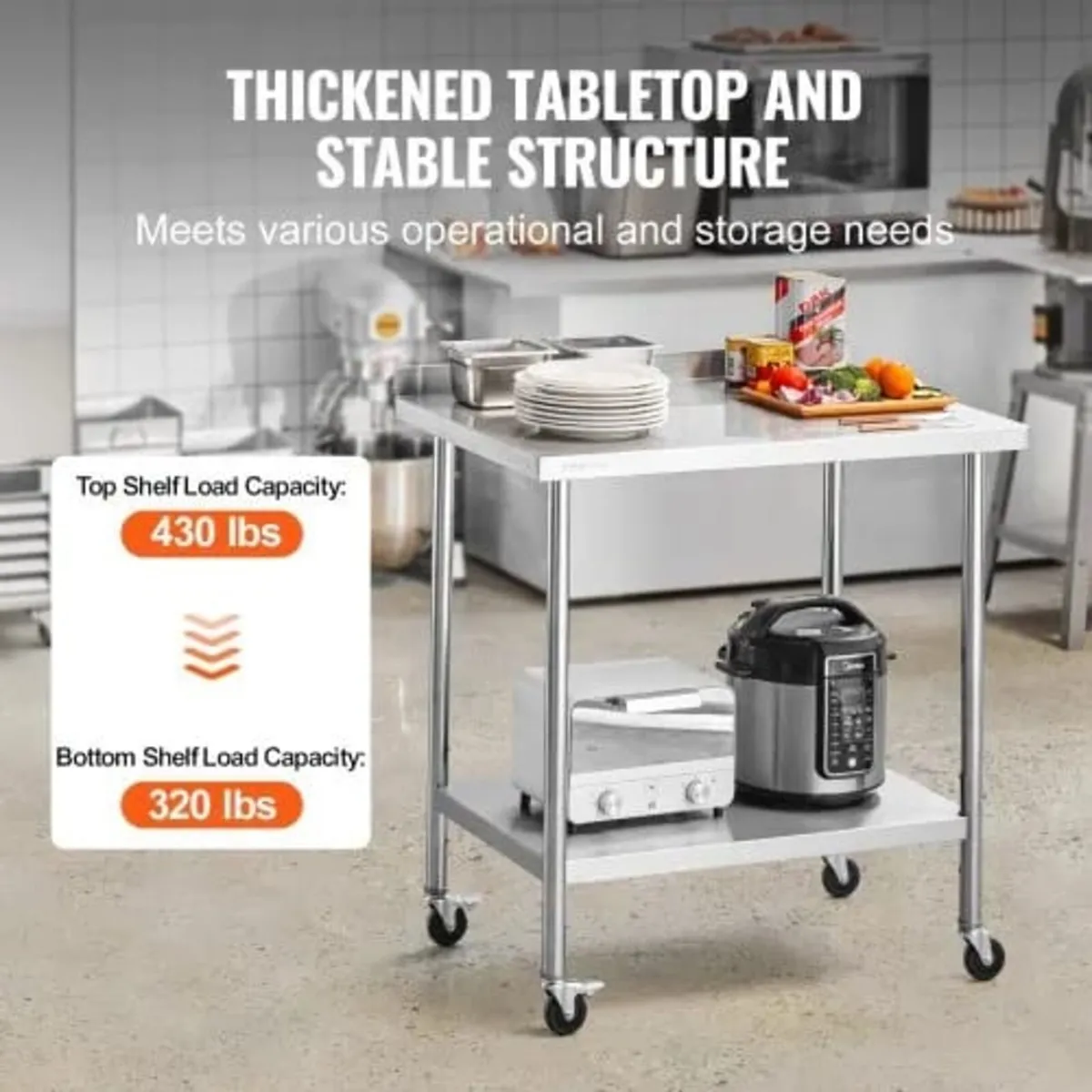 24 x 36 x 40 Inch Stainless Steel Work Table, Comm - Image 3