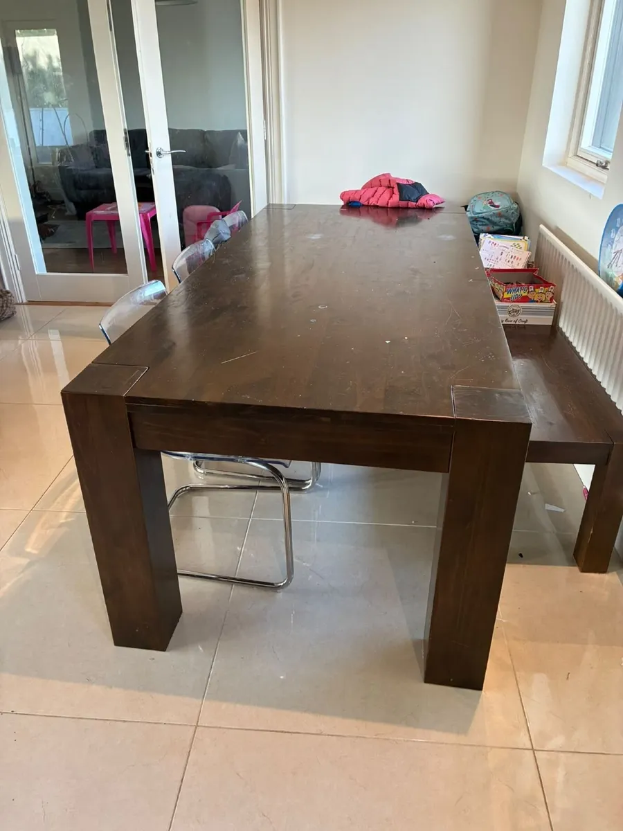 Dining table and matching bench - Image 2
