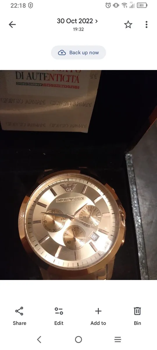 Armani rose gold watch