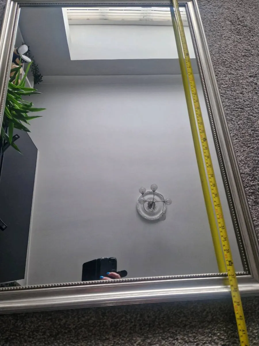 Large silver/ grey light mirror - Image 1