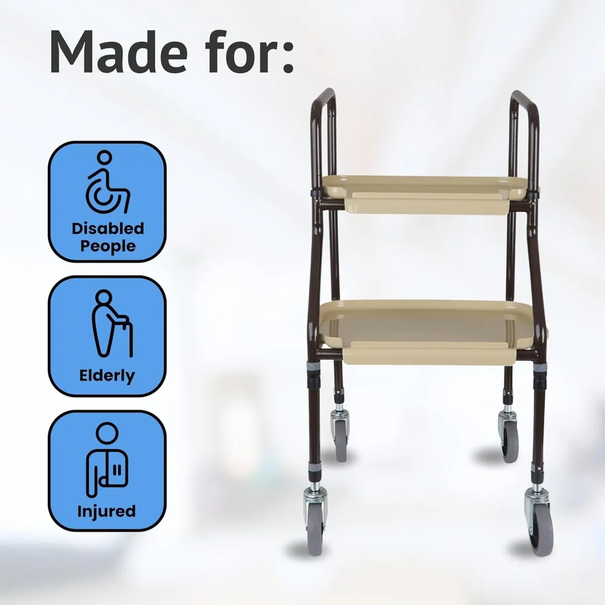 Mobility Trolley Height-Adjustable Metal Plastic - Image 2