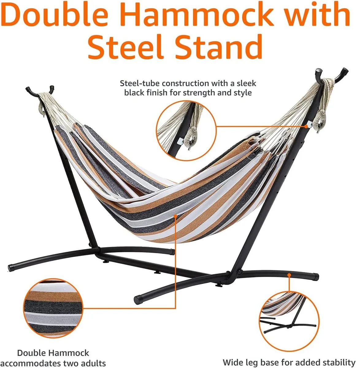 Fabric Hammock with Stand Multi Colour 117CM - Image 4