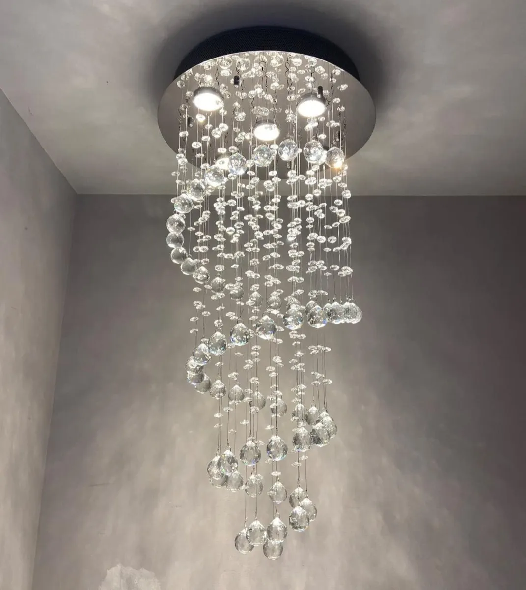 Elegant Spiral Crystal Chandelier Lights Clear K9 - Image 1