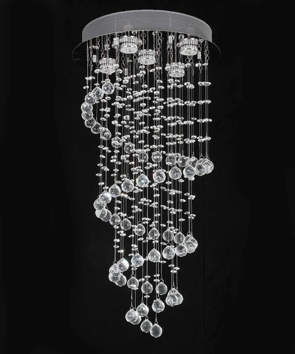 Elegant Spiral Crystal Chandelier Lights Clear K9 - Image 2