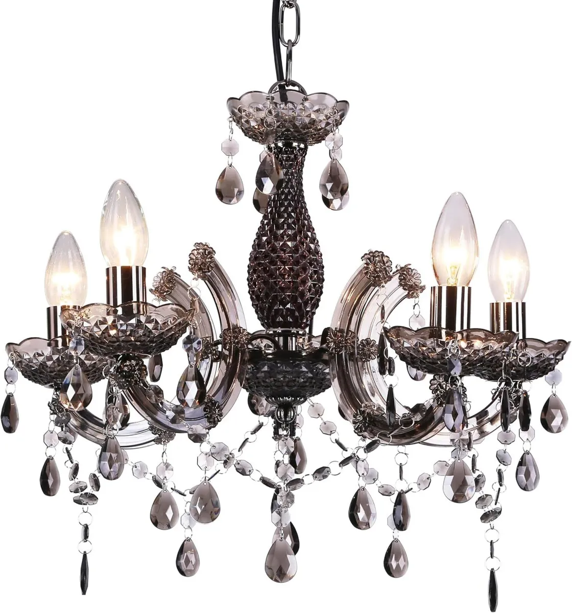 5 Light Chandelier Smoked Acrylic - Image 1