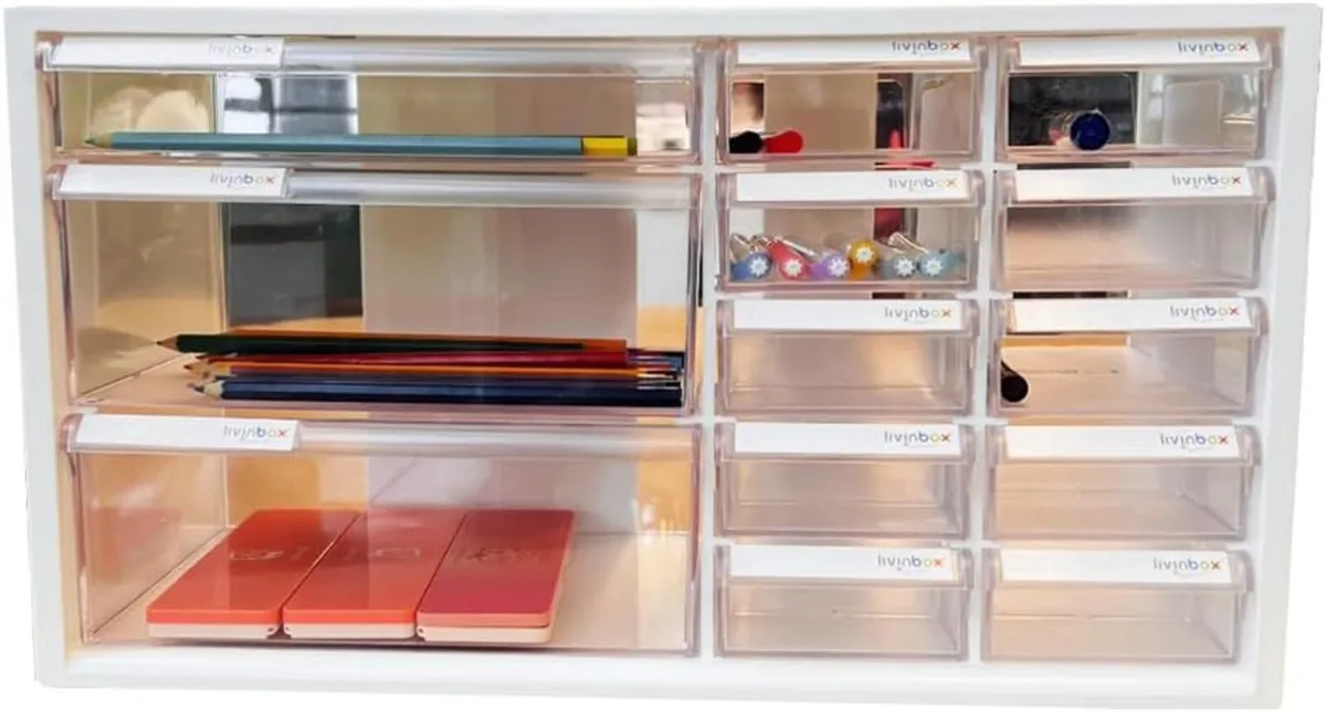 Desktop Small Parts Cabinet W 13 Clear Drawers - Image 1