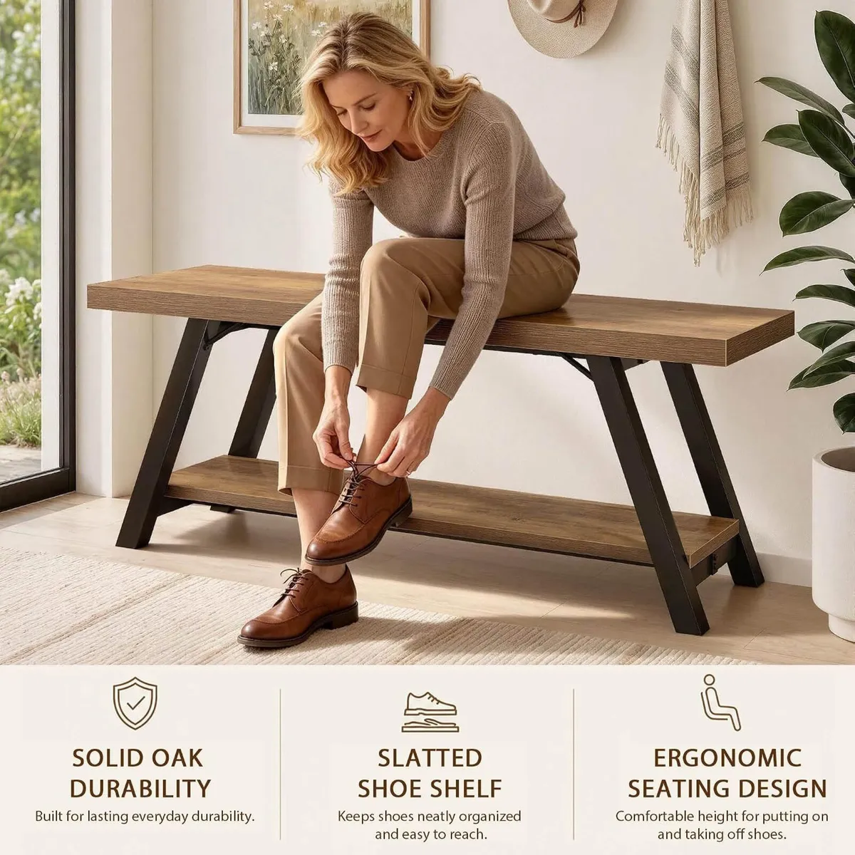 Shoe Storage Bench Entryway Benches for Hallway - Image 3
