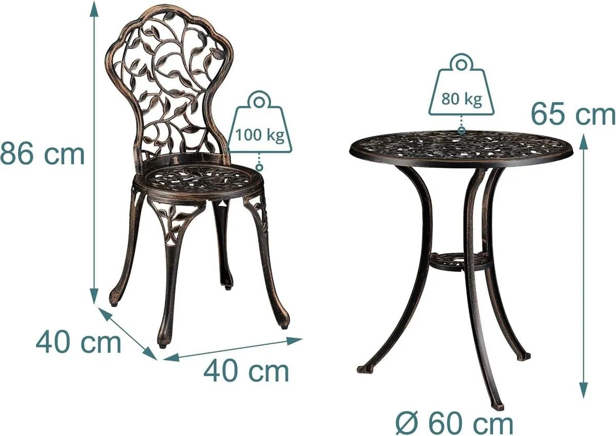 Garden Furniture Set Table and Chairs of 3 - Image 4