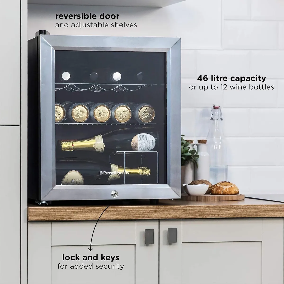 Mini Fridge 12 Bottle 46L Lockable Freestanding - Image 3