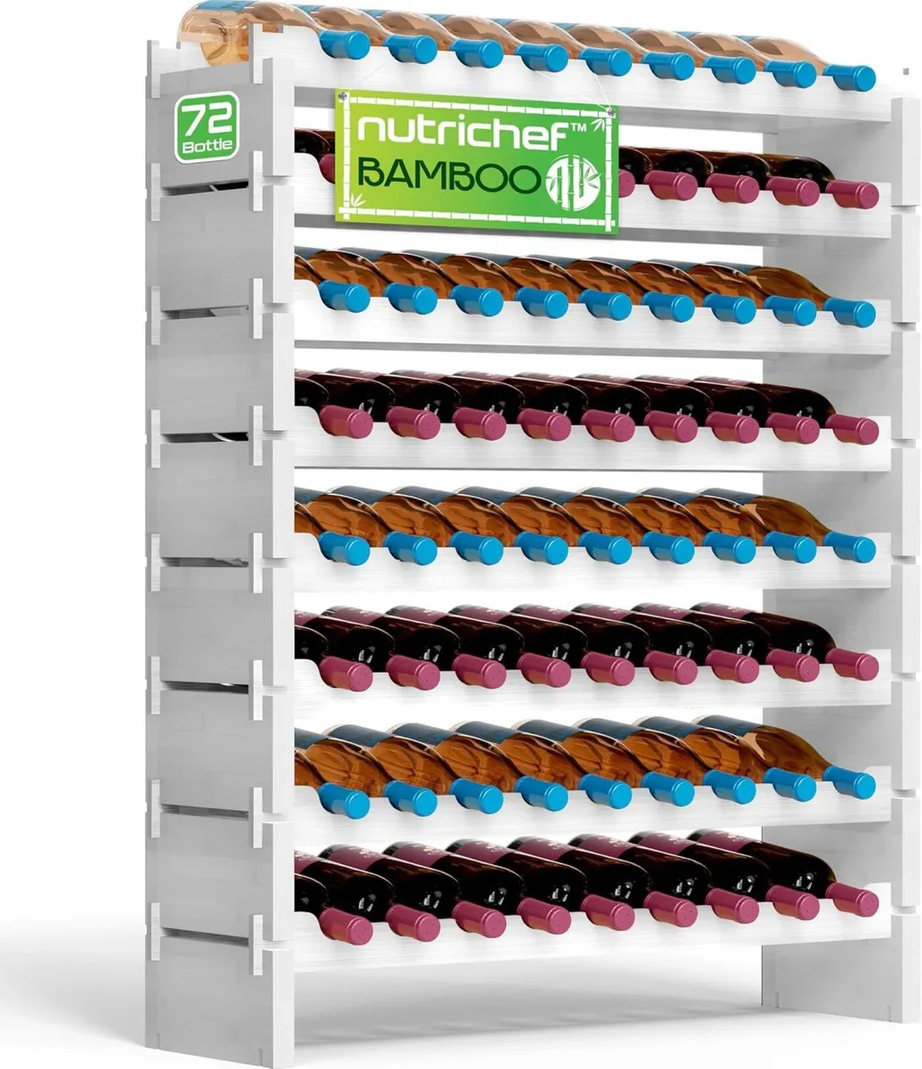 Bamboo Wine Rack Freestanding 8-Tier 72 Bottle - Image 1