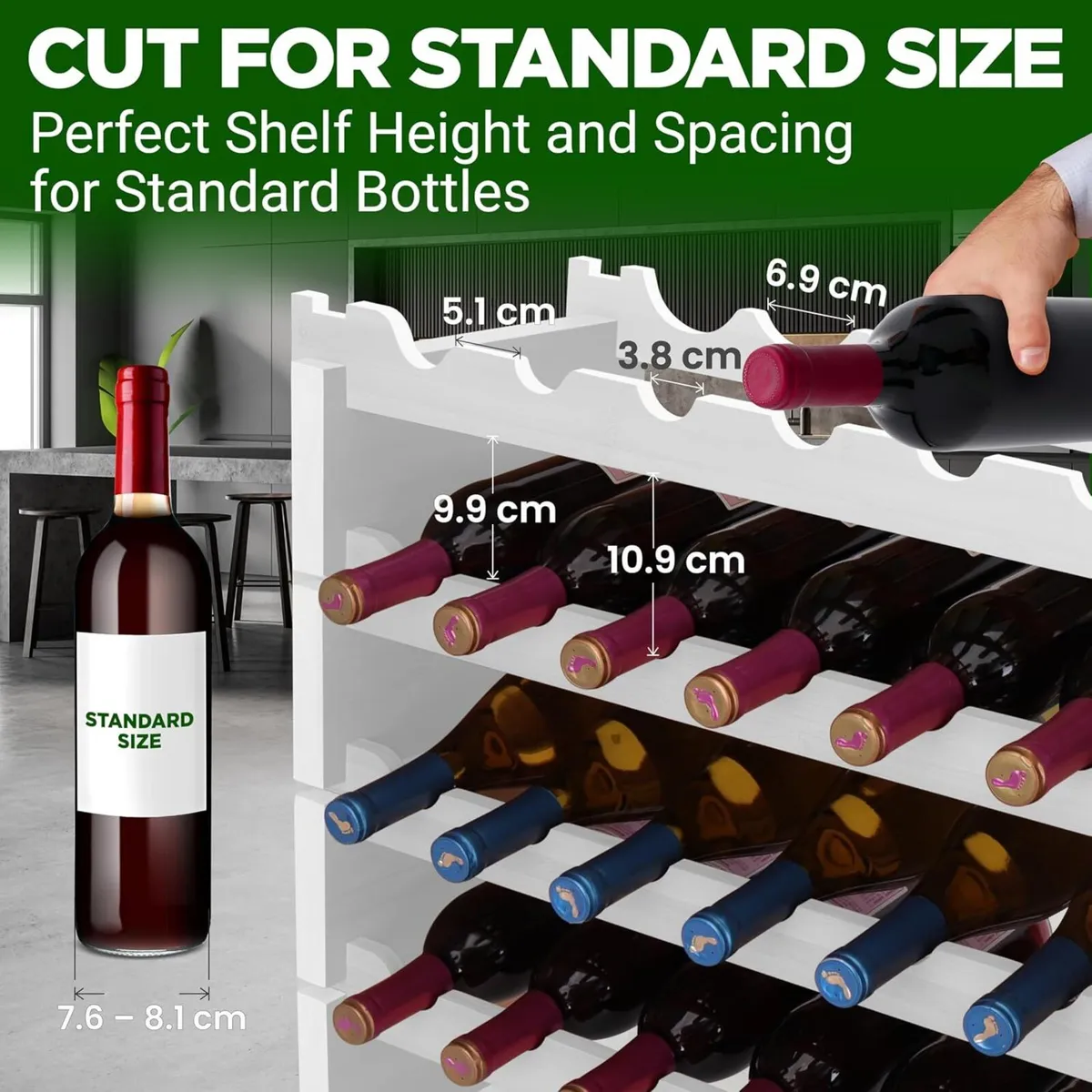 Bamboo Wine Rack Freestanding 8-Tier 72 Bottle - Image 2