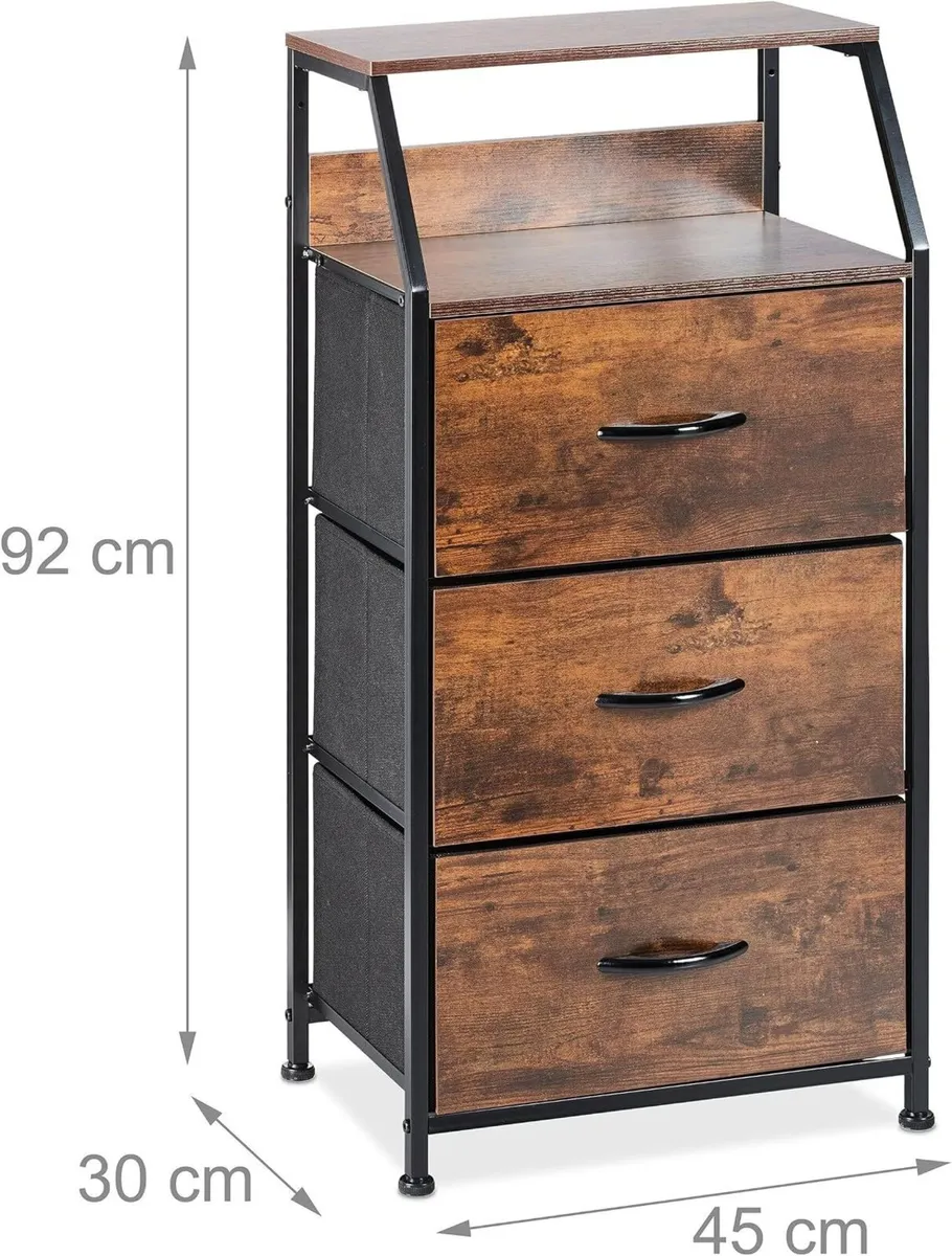 Shelf 3 Drawers 2 Shelves Vintage Look Industrial - Image 3