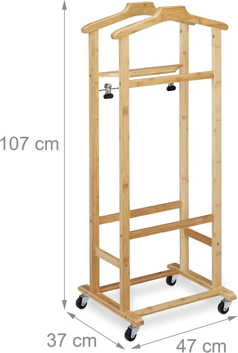 Valet on Castors for Men and Women Bamboo - Image 4