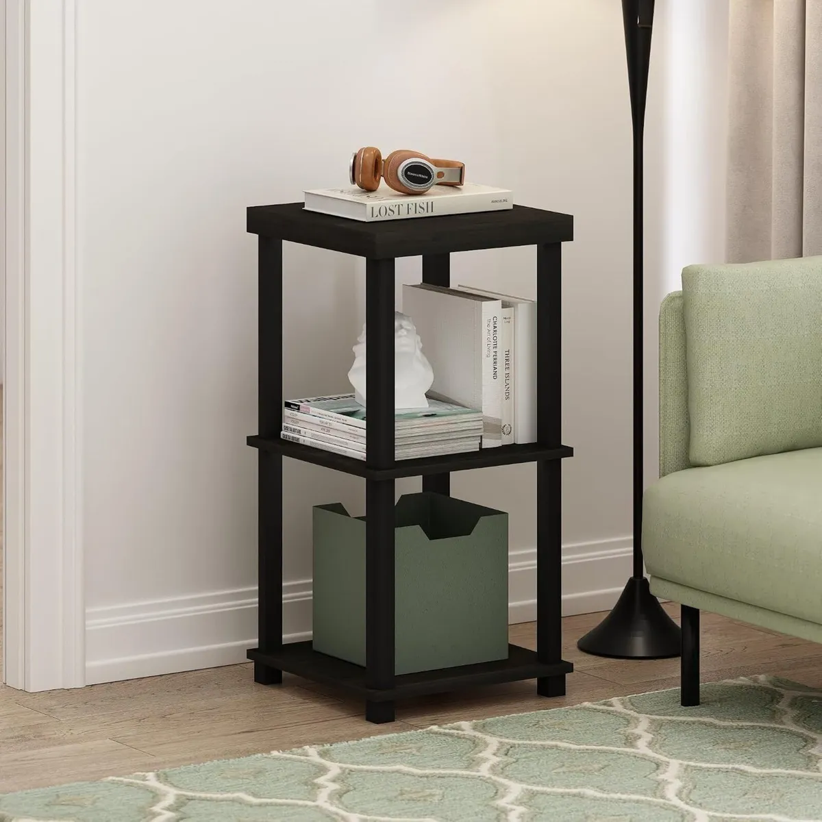Side Table 3-Tier End Tables Open Shelves Night - Image 2