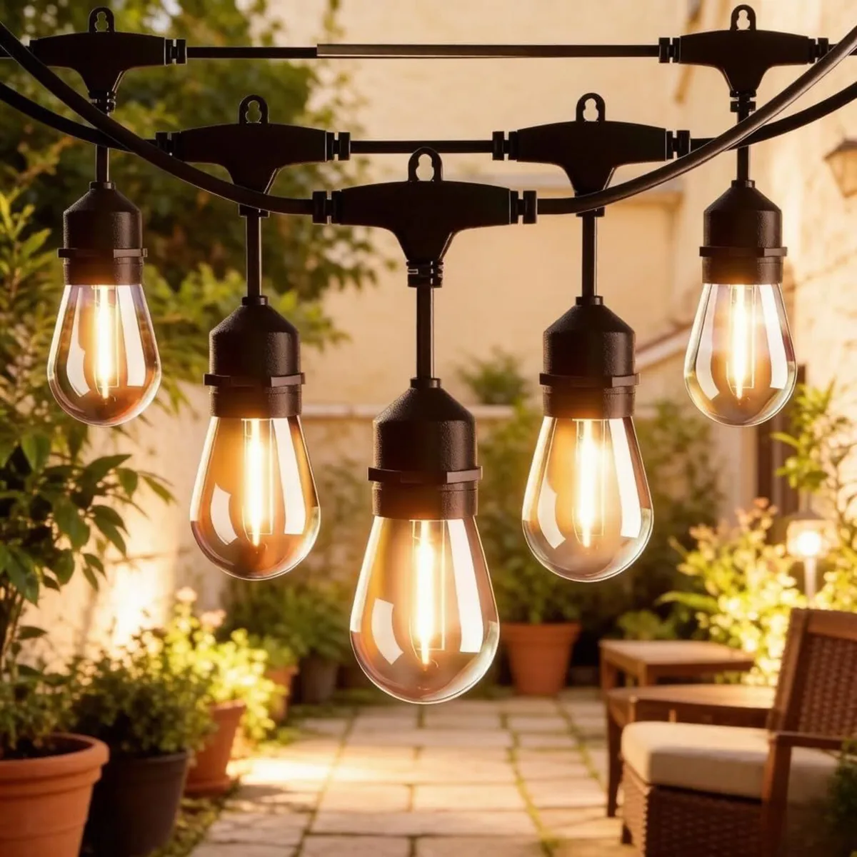 50FT S14 Festoon Lights Mains Shatterproof Warm - Image 1