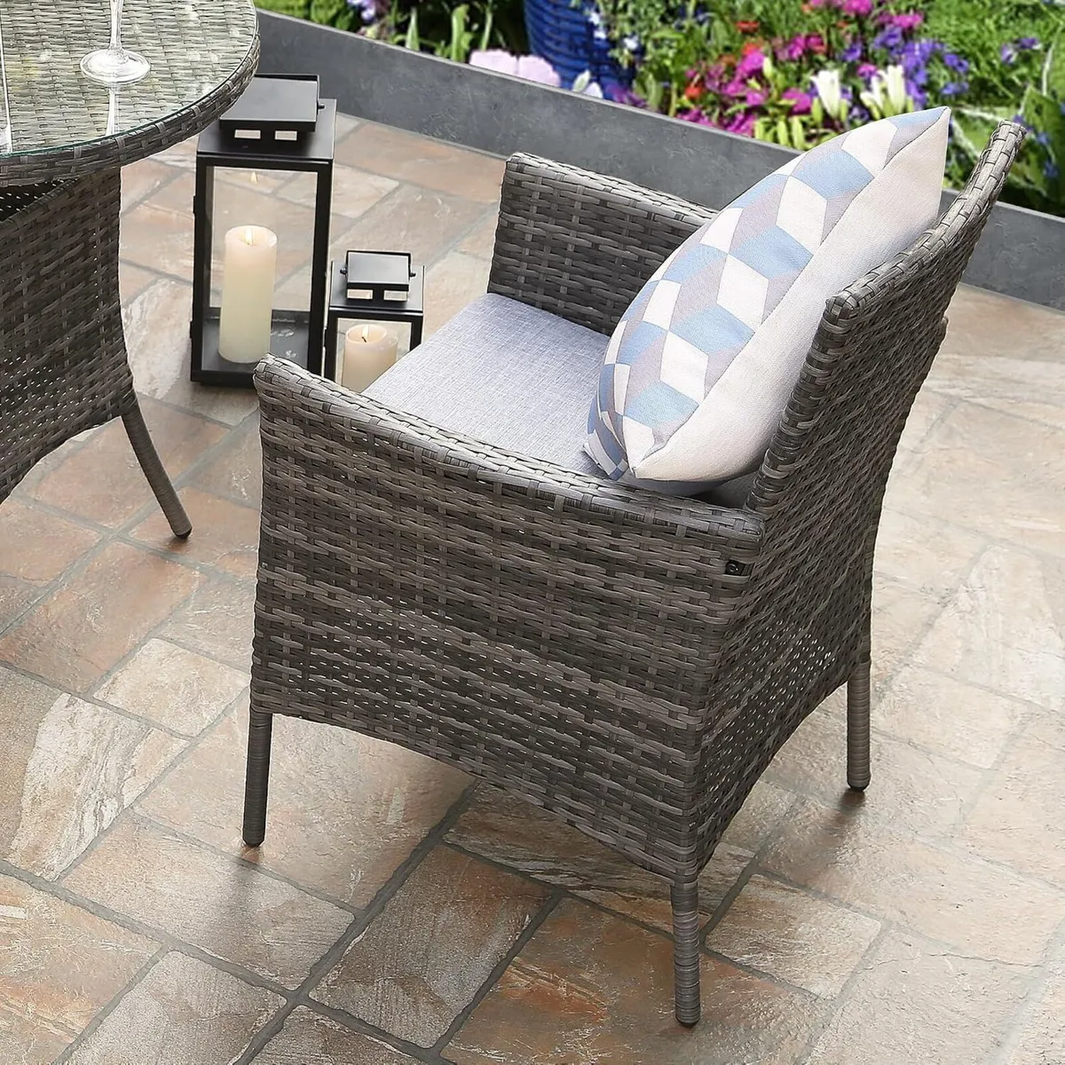 3pcs Rattan Garden Furniture Bistro Set Chair - Image 2
