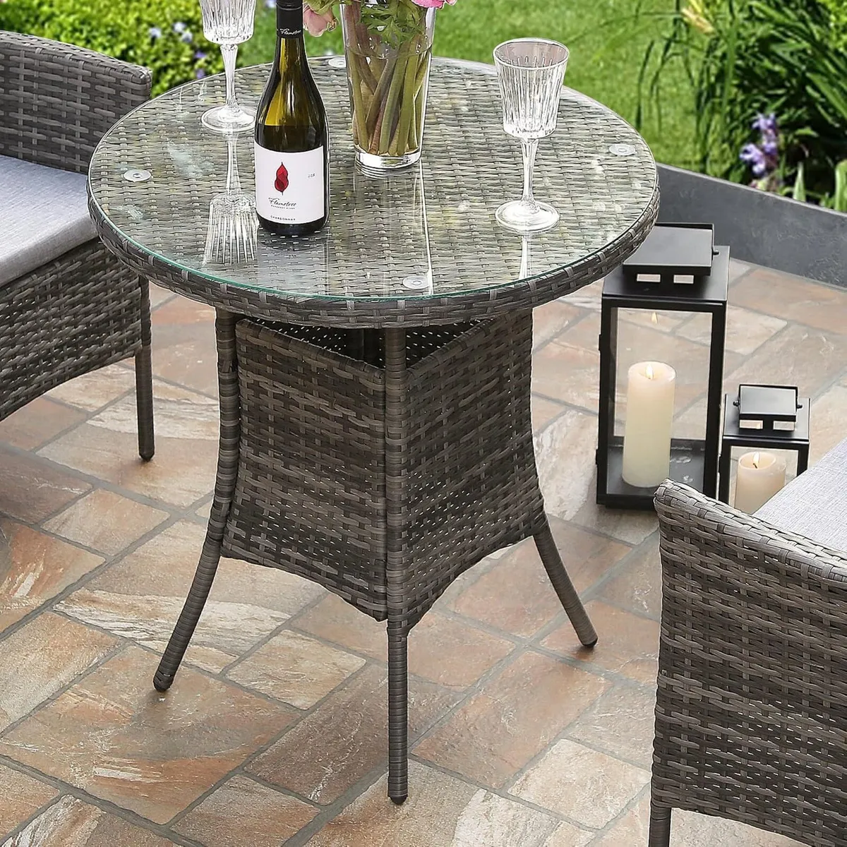 3pcs Rattan Garden Furniture Bistro Set Chair - Image 3