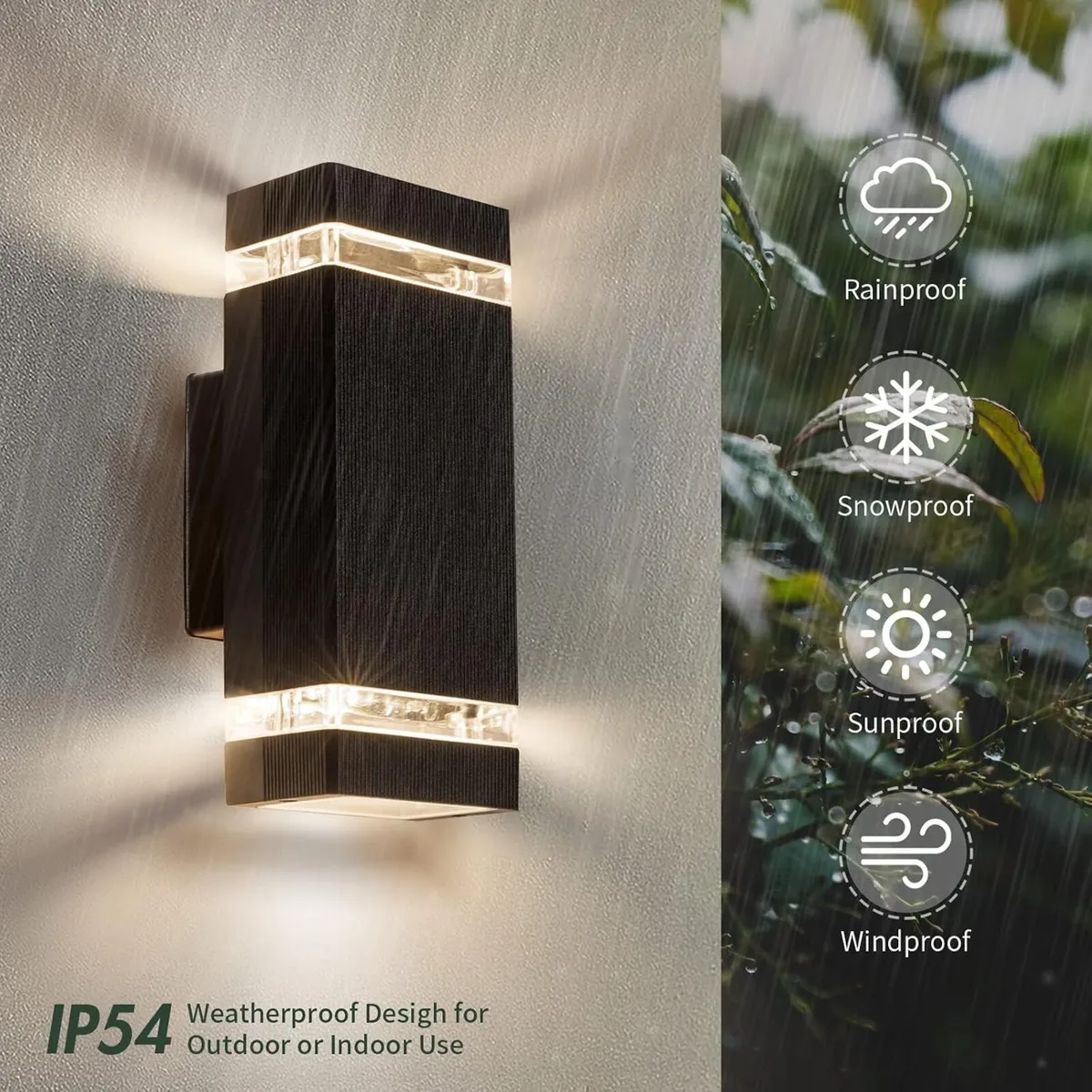 2 X Outdoor Wall Lights Mains Powered Aluminium - Image 2