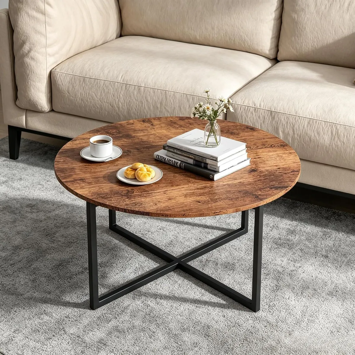 Round Coffee Table Tables for Living Room Tea - Image 1