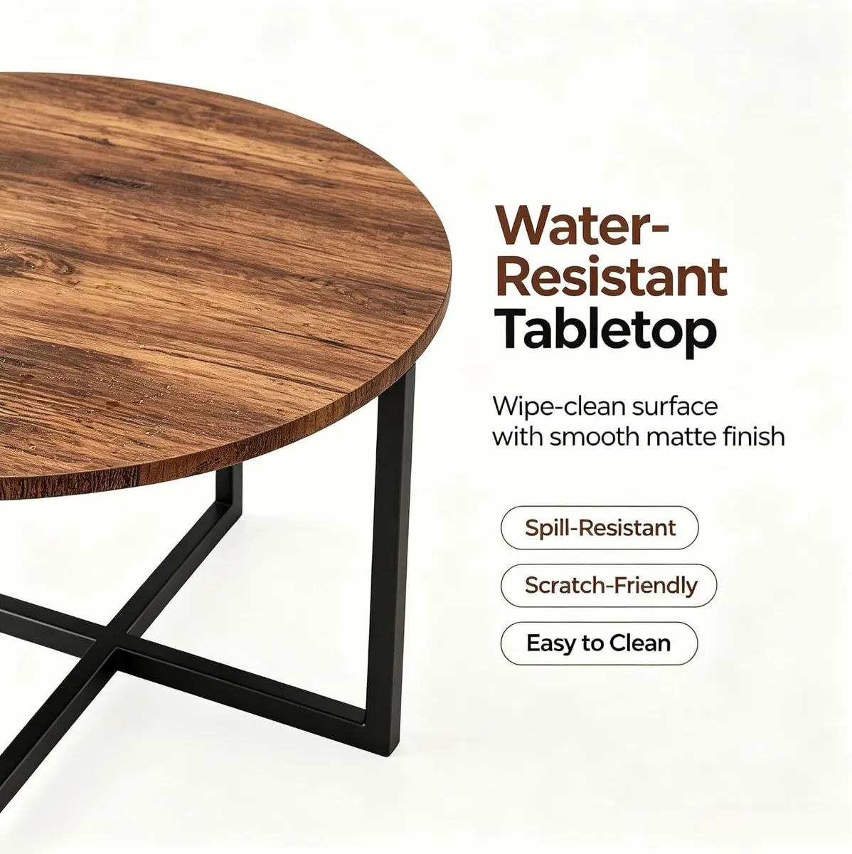 Round Coffee Table Tables for Living Room Tea - Image 3