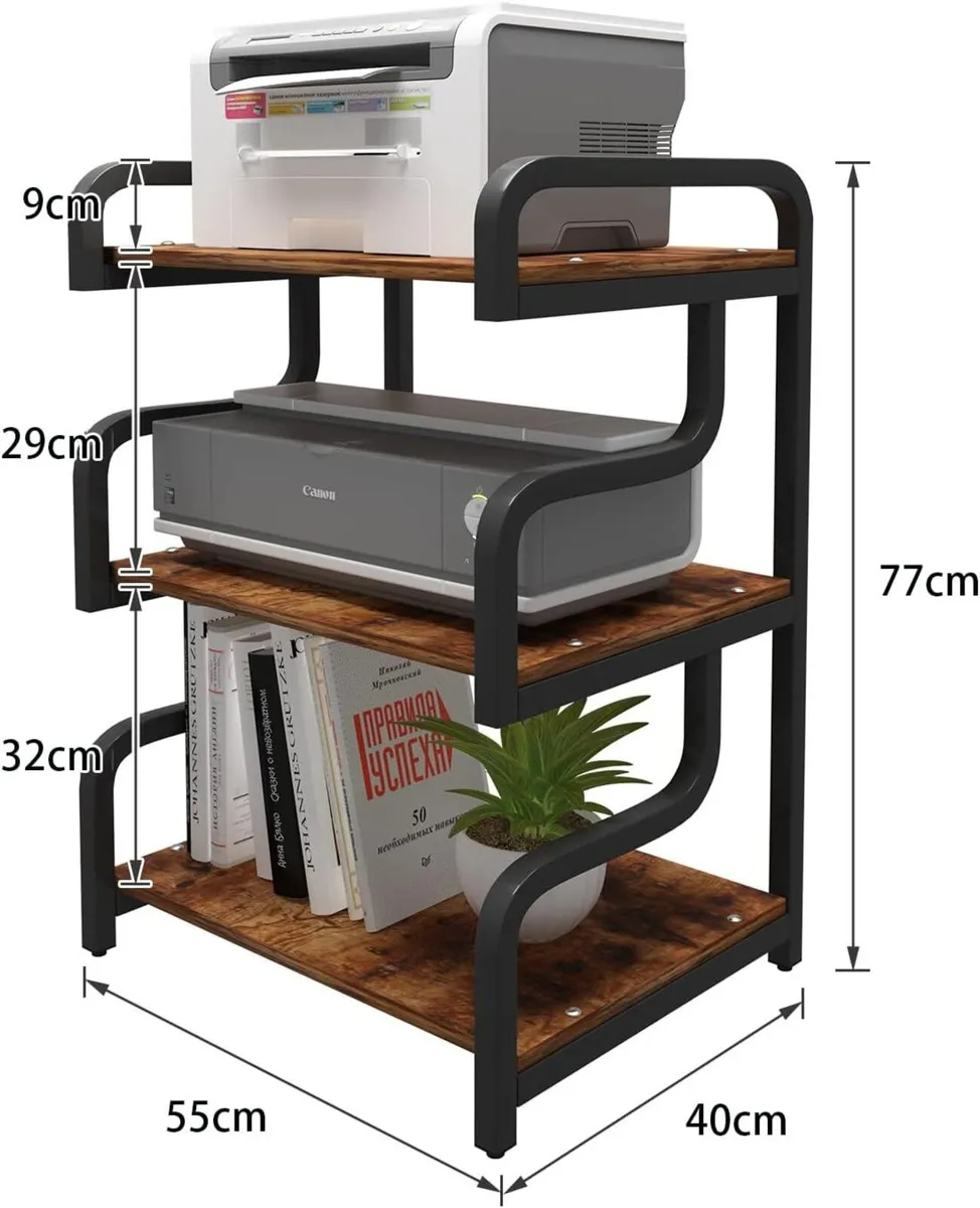 3-Tier Printer Stand with Storage Movable Table on - Image 2