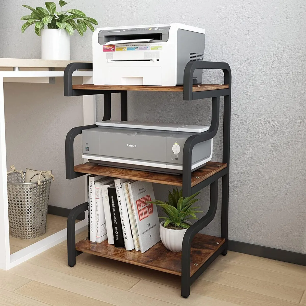 3-Tier Printer Stand with Storage Movable Table on - Image 1
