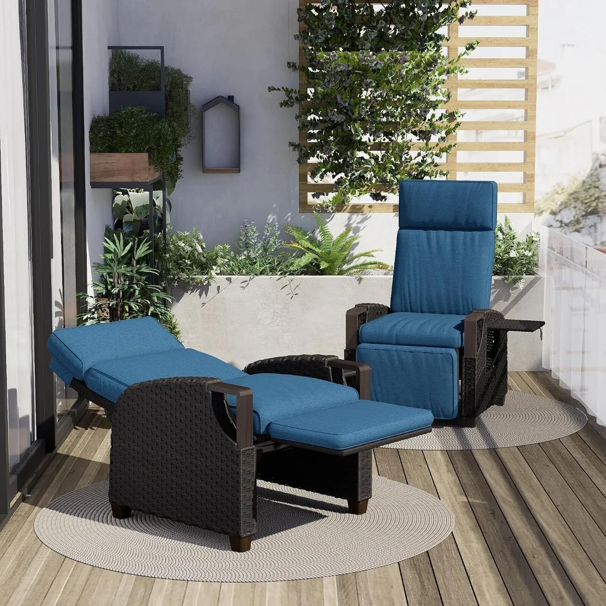 Recliner Sunlounger Wicker Adjustable Position - Image 3