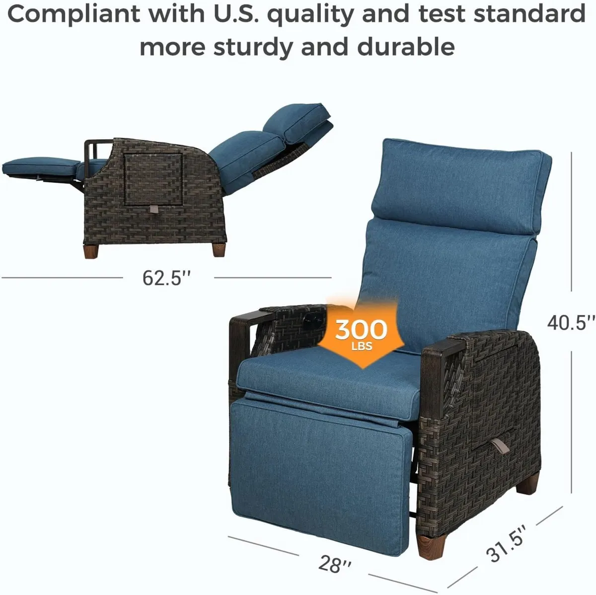 Recliner Sunlounger Wicker Adjustable Position - Image 2