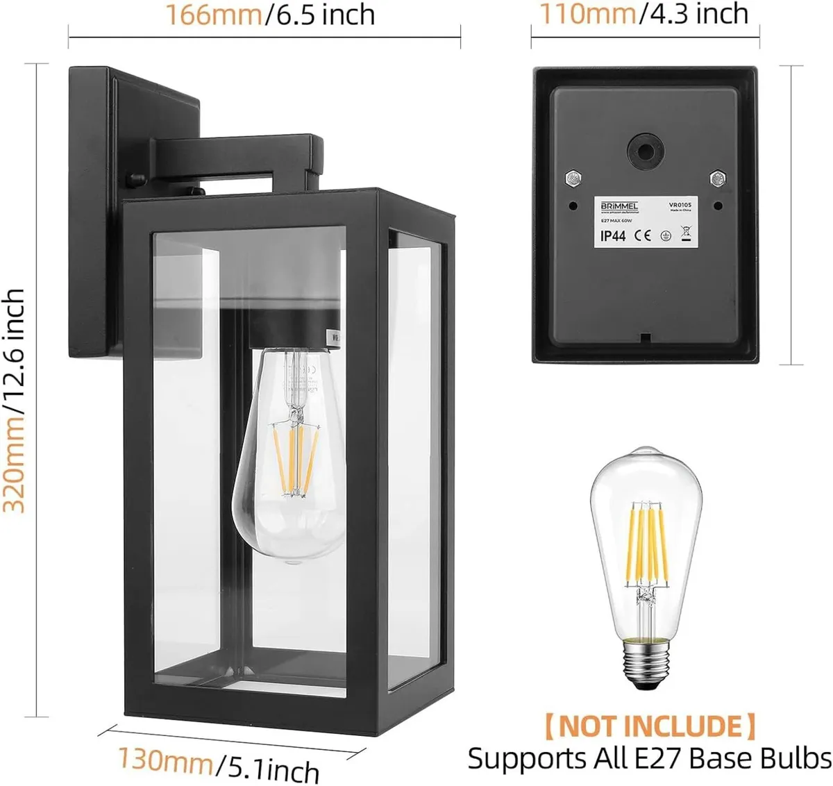 Outdoor Wall Lights Lantern Porch Light Aluminium - Image 3