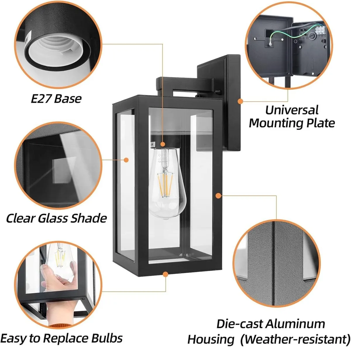 Outdoor Wall Lights Lantern Porch Light Aluminium - Image 4