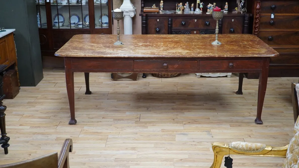 Large Antique Pine Farmhouse Table - Image 1