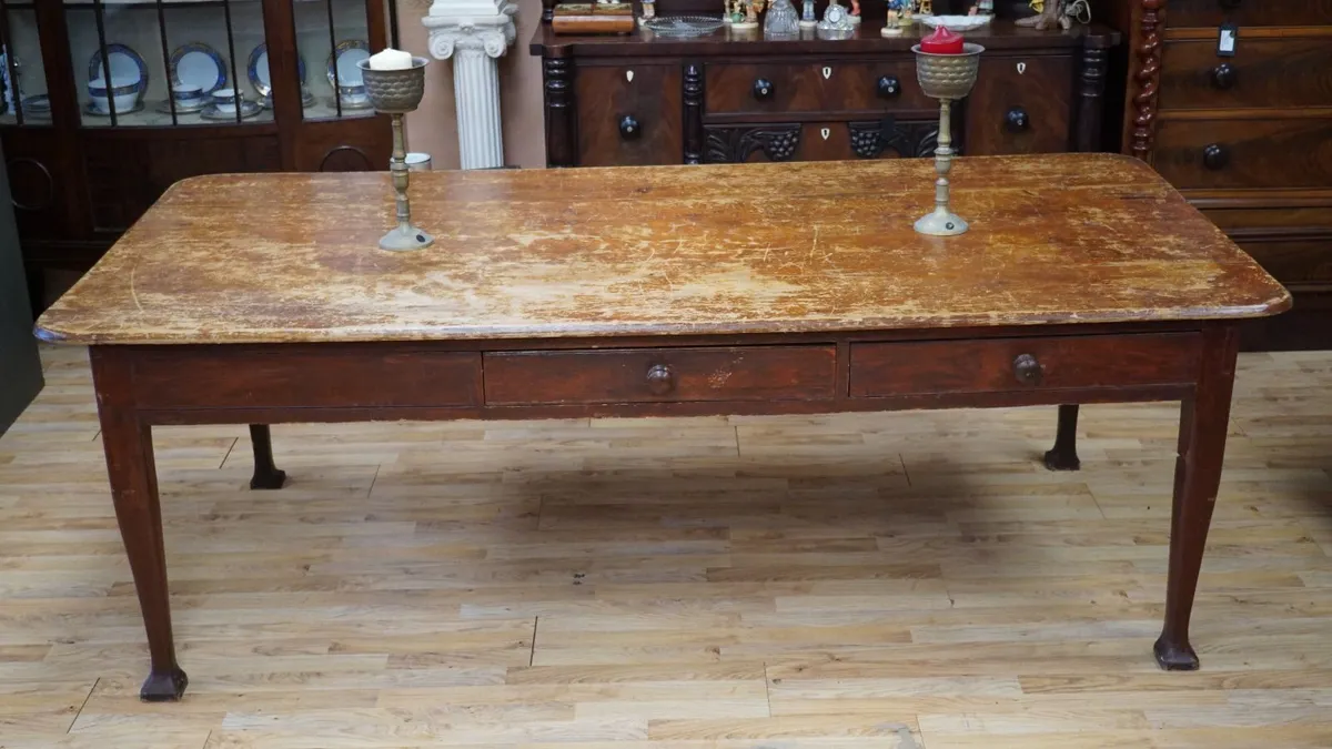 Large Antique Pine Farmhouse Table - Image 2