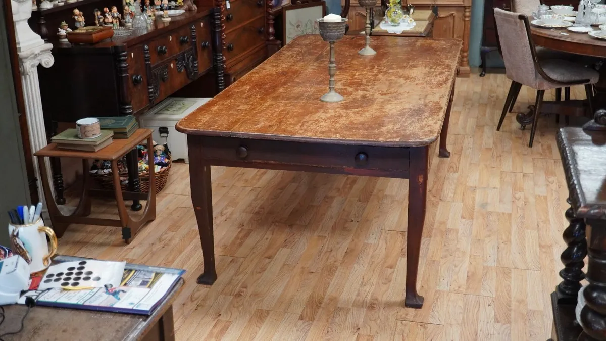 Large Antique Pine Farmhouse Table - Image 3
