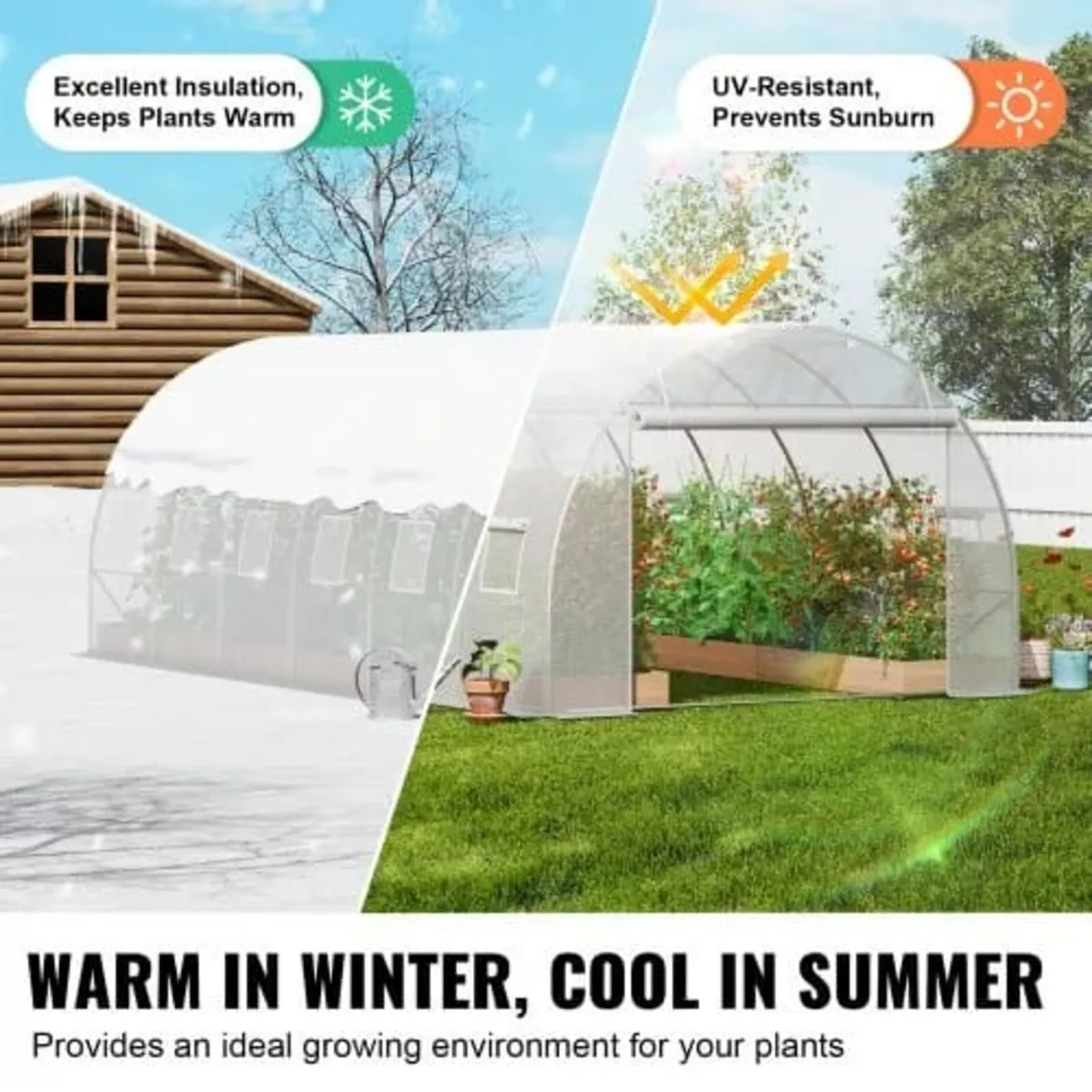 Walk-in Tunnel Greenhouse, 19.4x9.7x6.5 ft Hoop Ho - Image 3