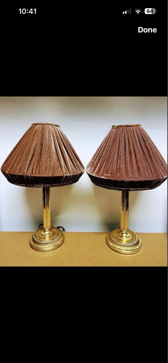 Vantage lamps with pleated velvet shades