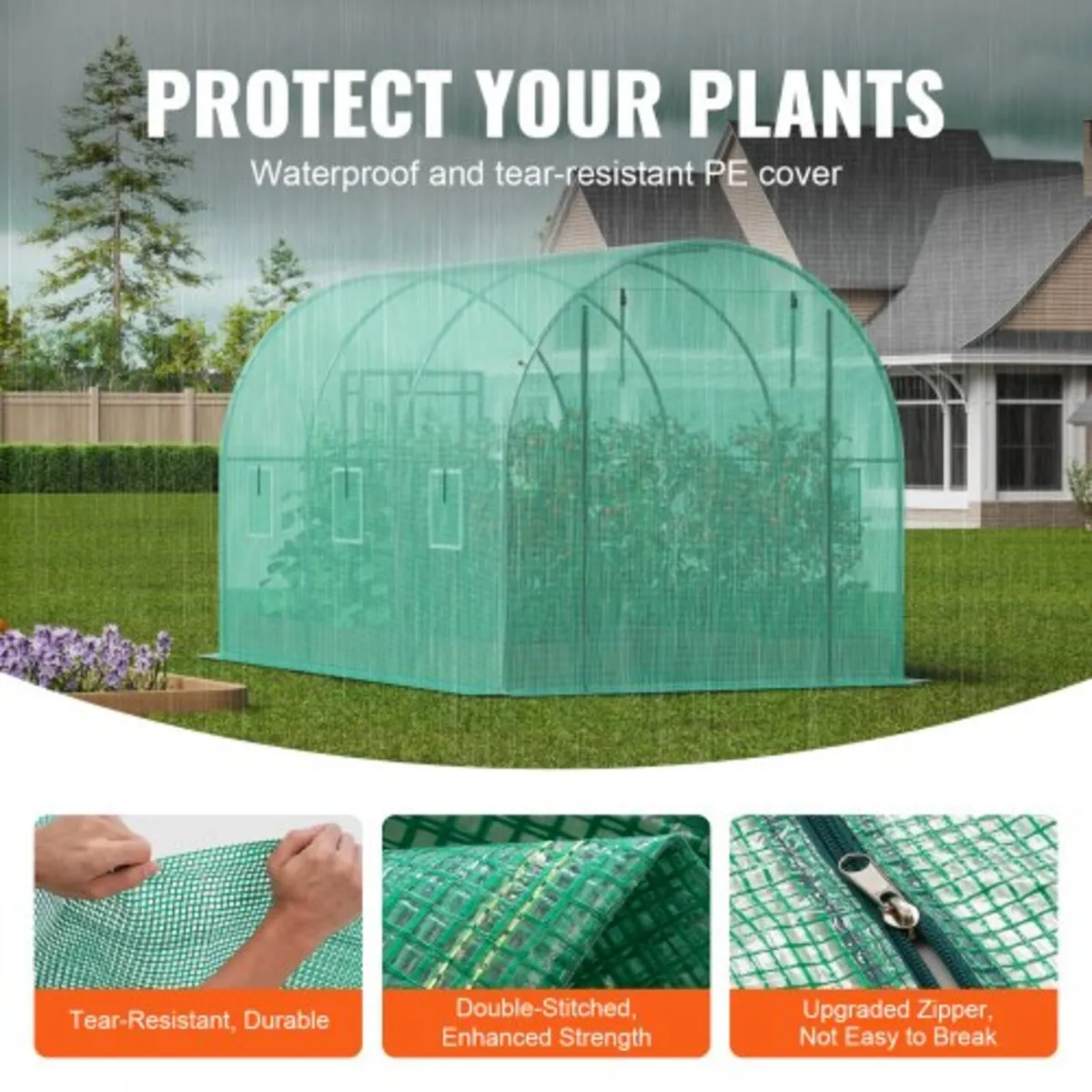 Walk-in Tunnel Greenhouse, 11.3x6.4x6.3 ft Hoop Ho - Image 3