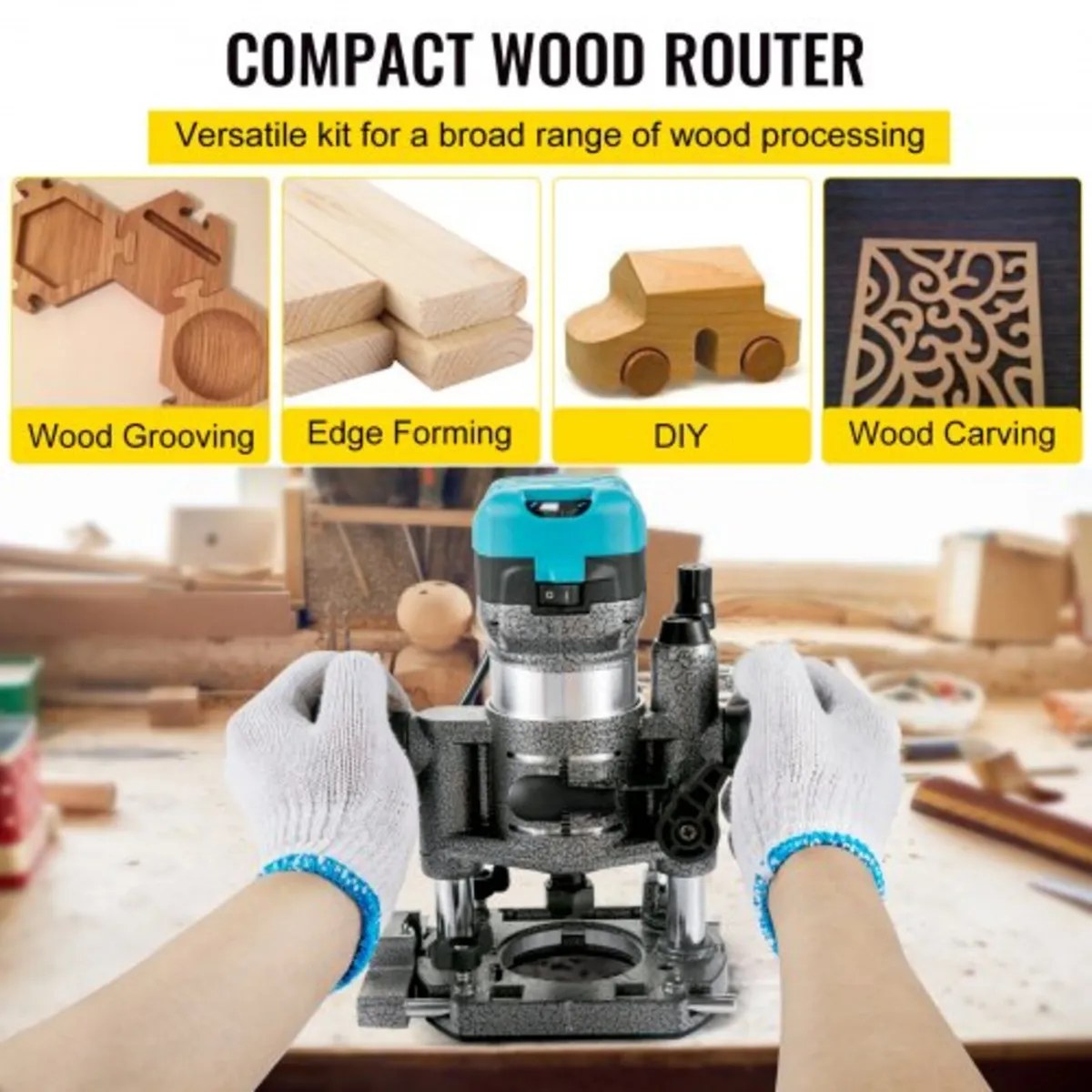 710W Wood Router, Router for Woodworking with 3 Ro - Image 2