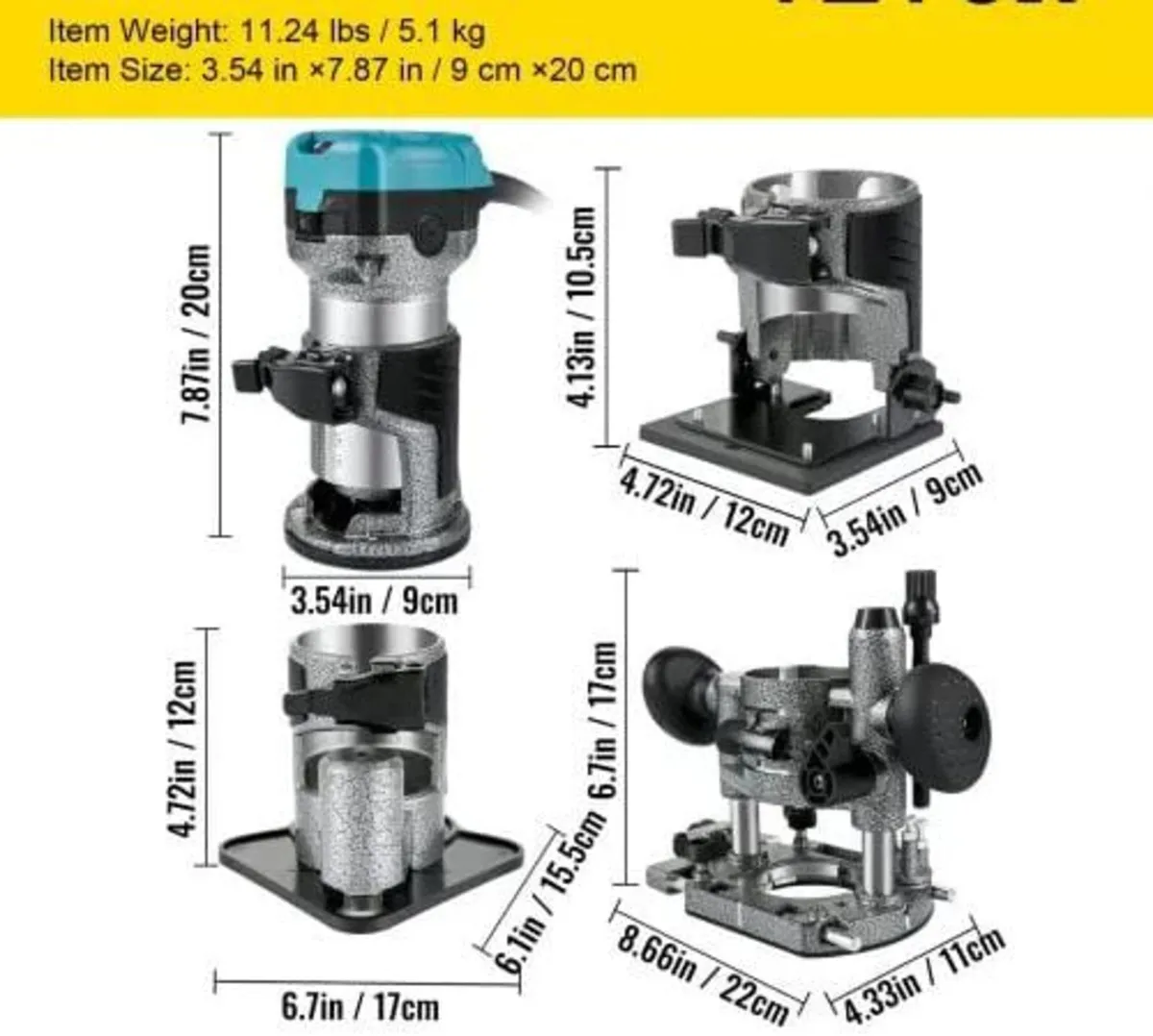 710W Wood Router, Router for Woodworking with 3 Ro - Image 4
