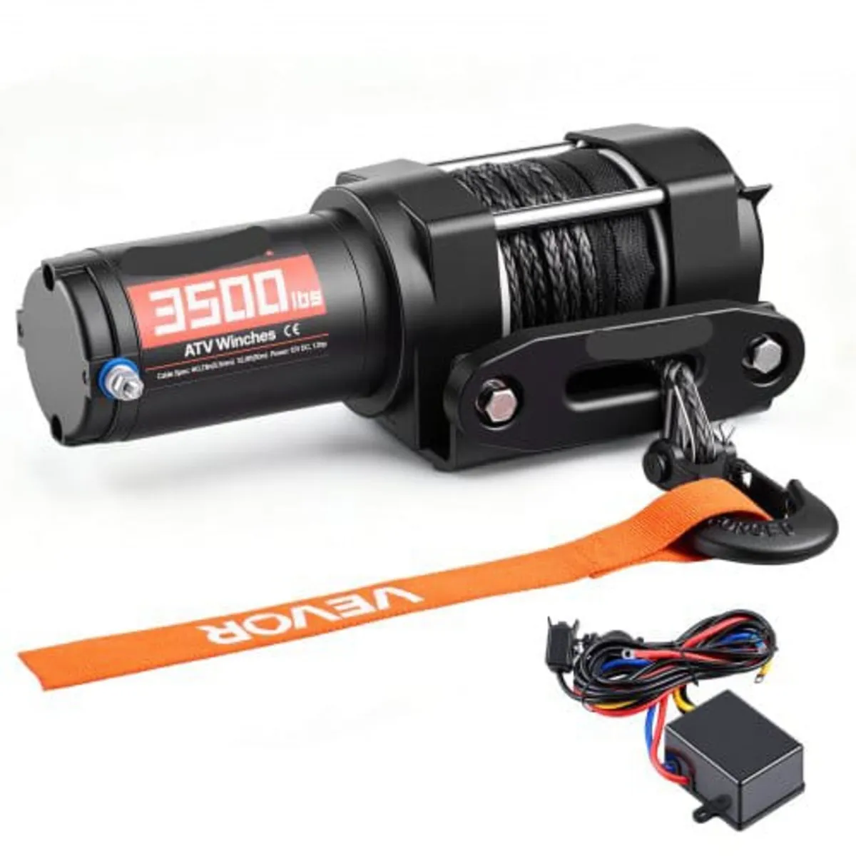 1587 kg Electric Winch, 12V DC ATV/UTV Winch with - Image 1