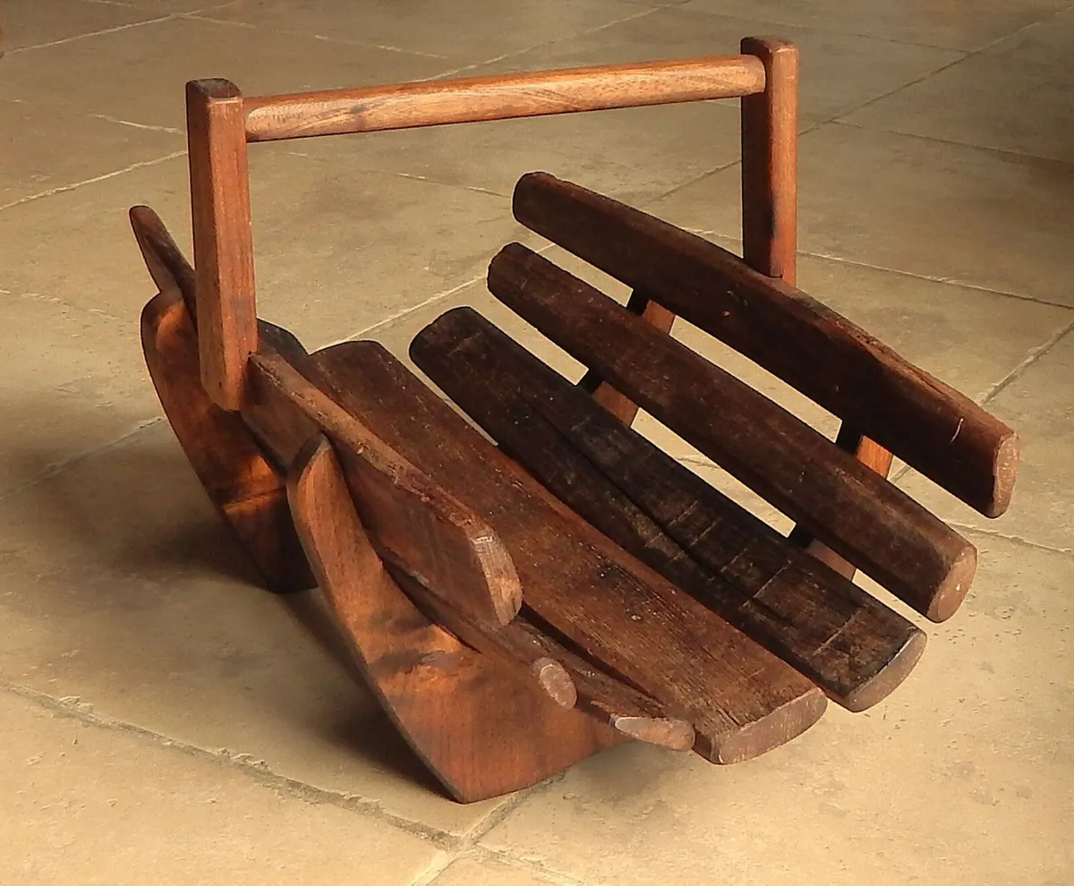 Vintage Traditional Oak Log Basket - Image 1