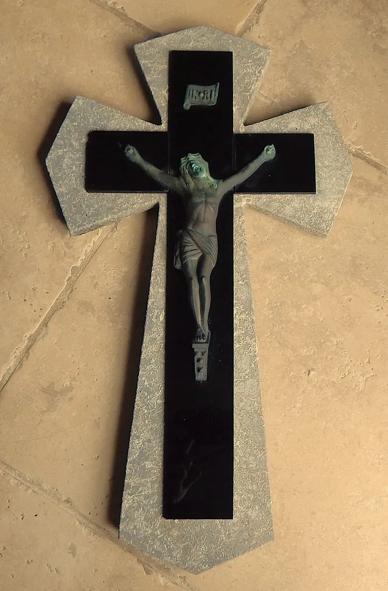Large Wall Hanging Crucifix in Stone &  Marble - Image 1