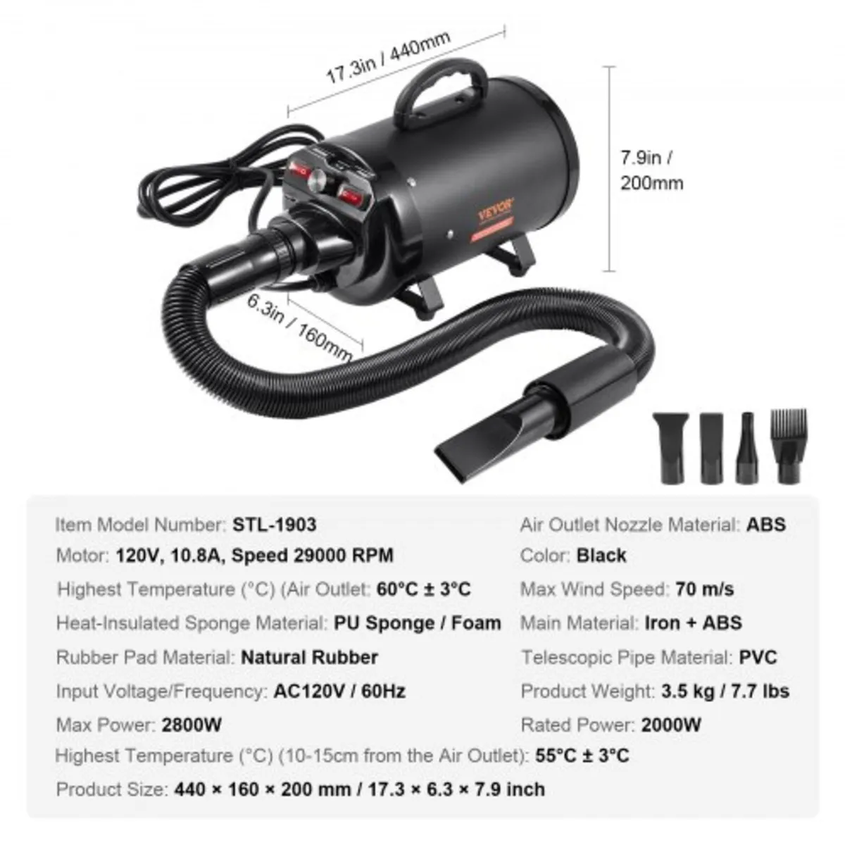 Dog Dryer, 2000W/2.7HP Dog Blow Dryer, Pet Groomin - Image 4