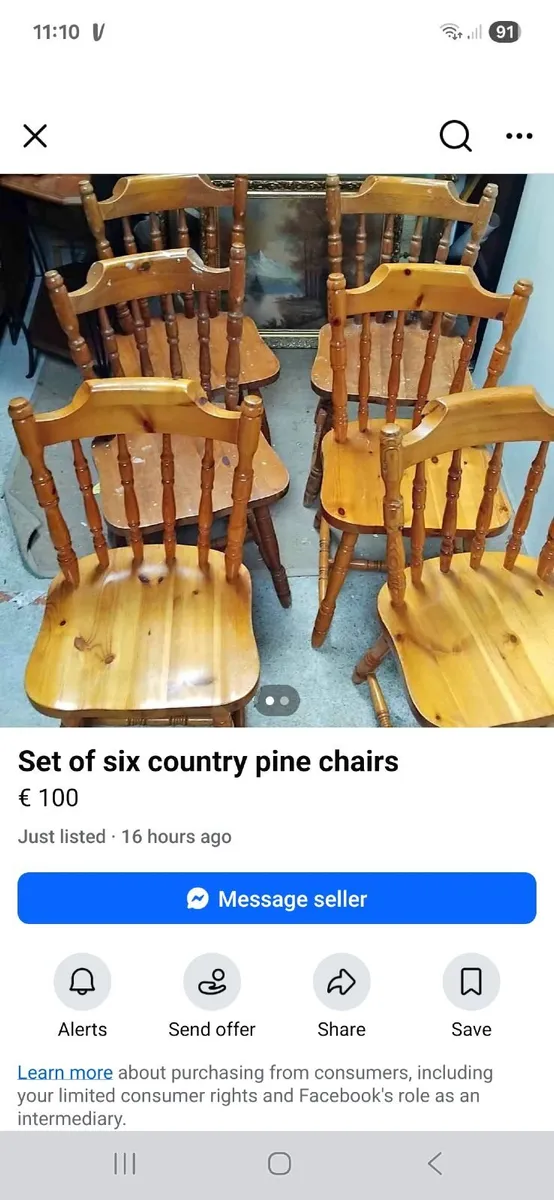 Pine chairs x 6