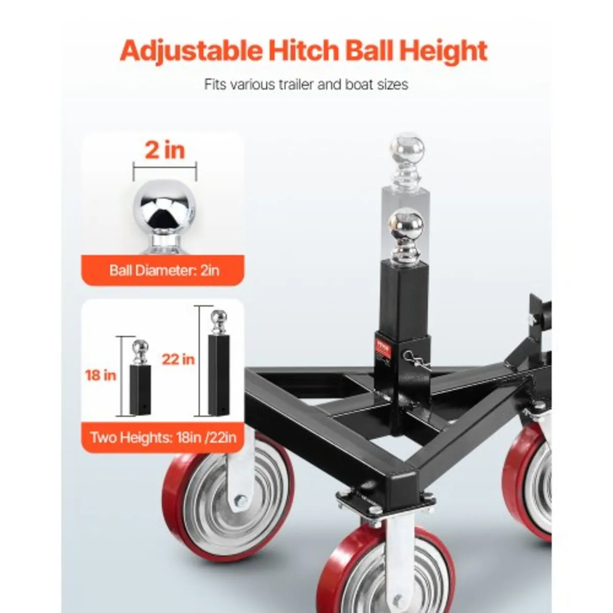 Trailer Dolly, 3500lbs Tongue Weight Capacity, 18 - Image 2