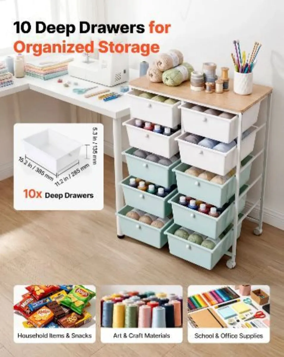 Rolling Cart with Drawers - Image 2