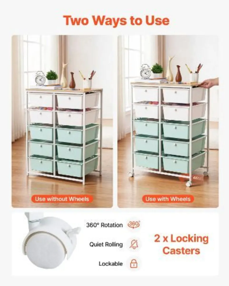 Rolling Cart with Drawers - Image 4