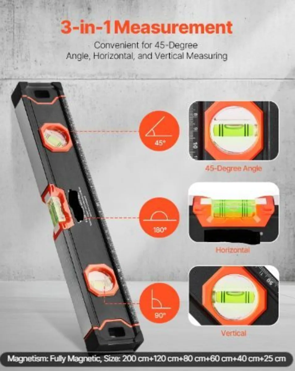 6-Piece Torpedo Level, 78/48/32/24/16/10 Inch - Image 2