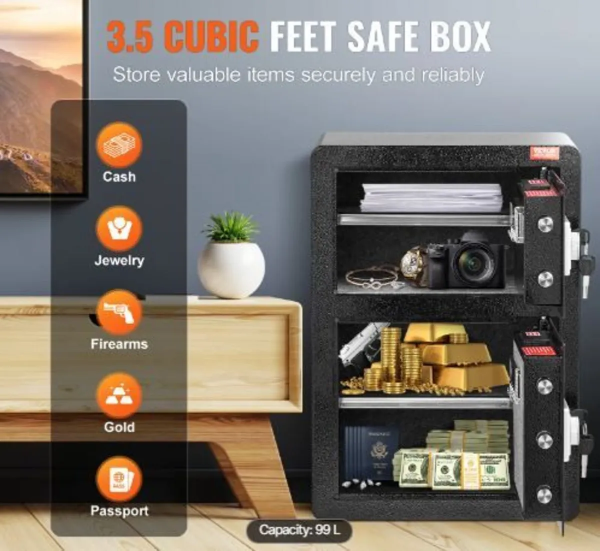 Double Doors 3.5 cu.ft Safe Box - Image 3